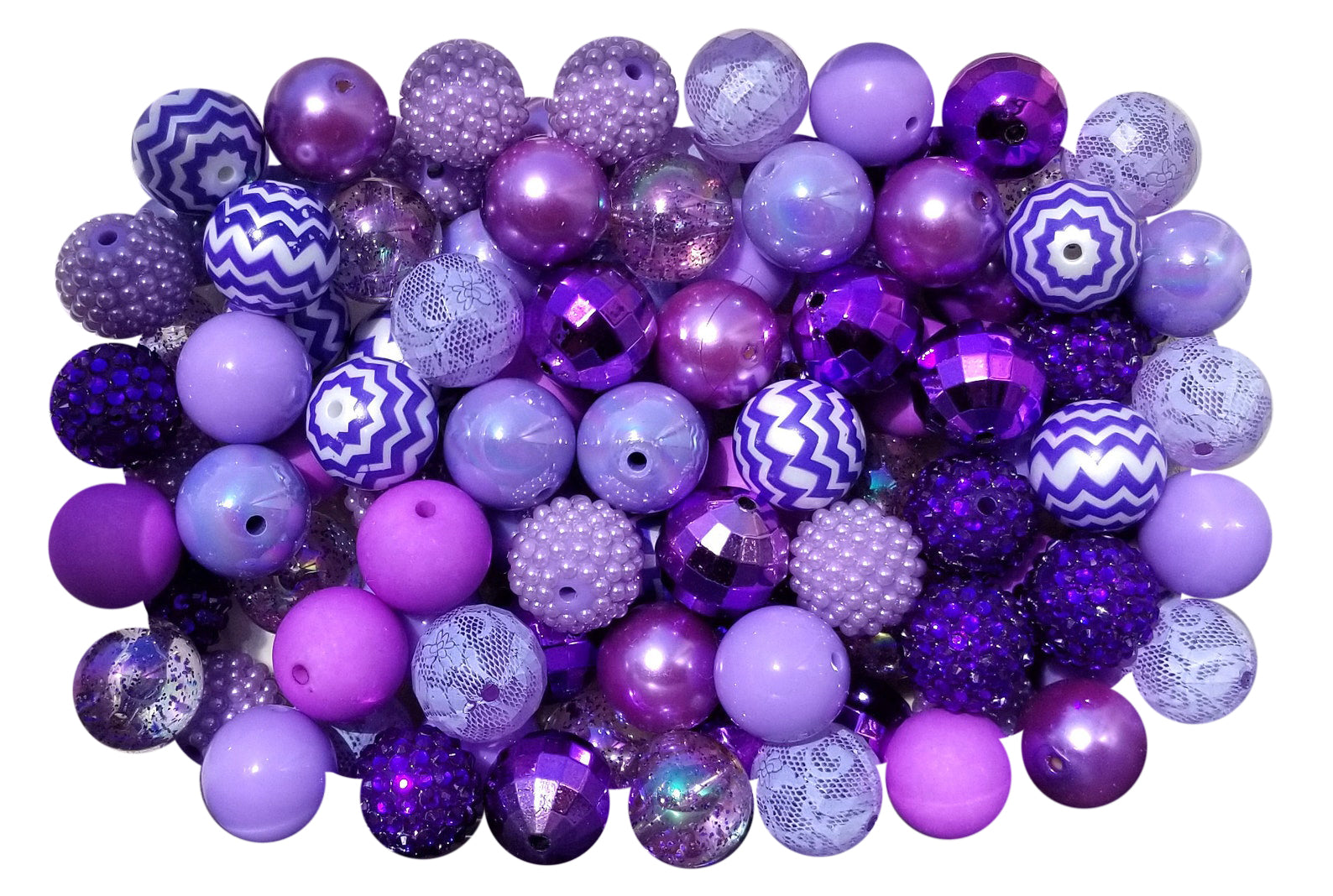 20mm Blue, Orange & Purple Confetti Rhinestone Bubblegum Beads