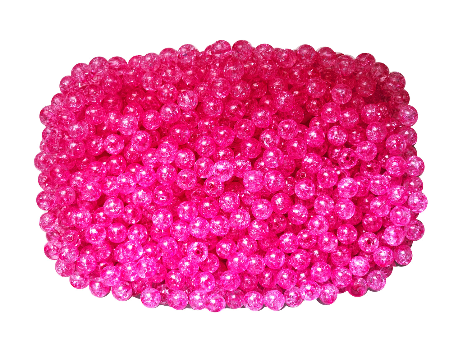 10mm hot pink crackle 10mm bubblegum beads