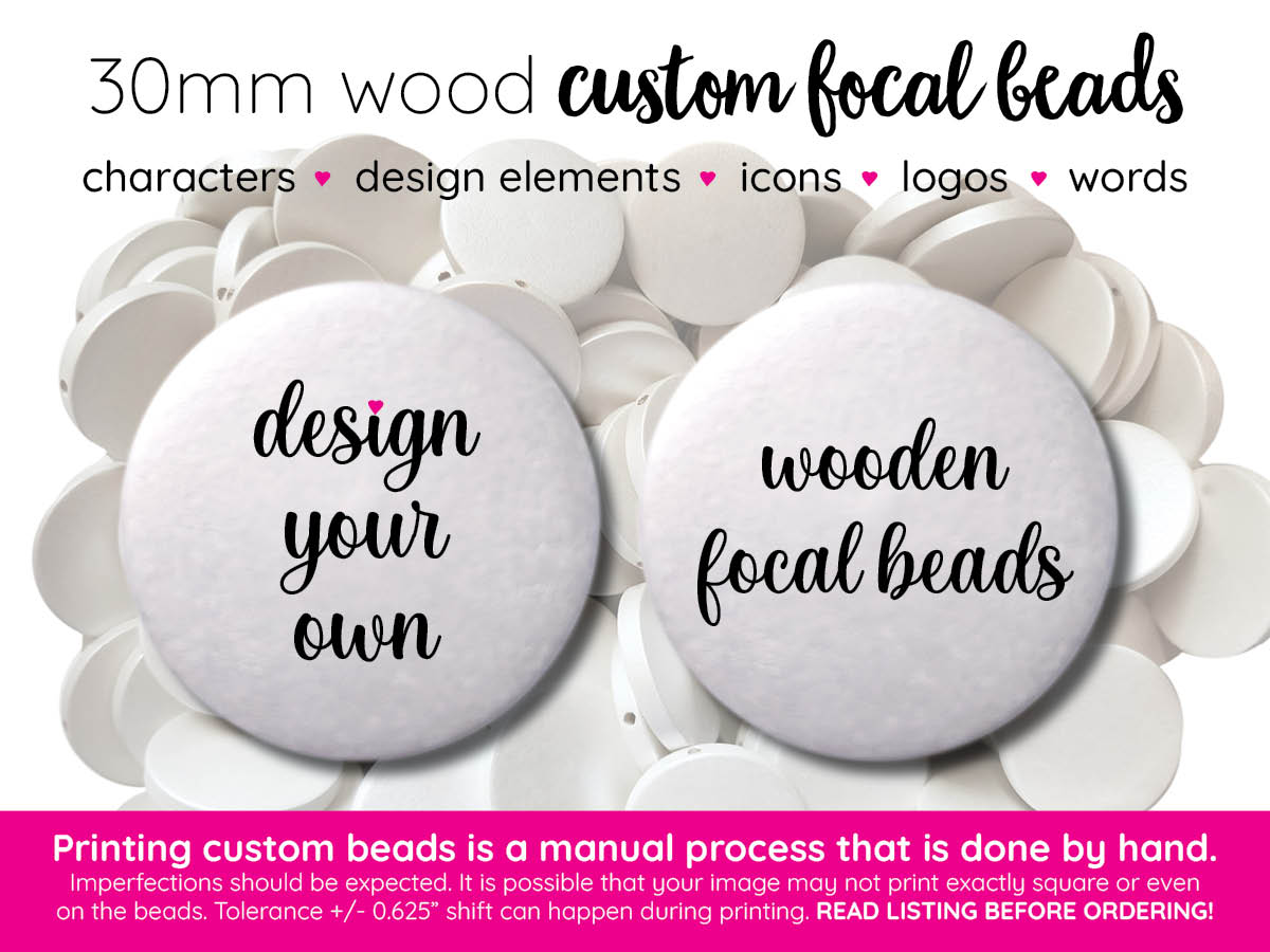 print your own custom 30mm wood focal beads flat beads for pens