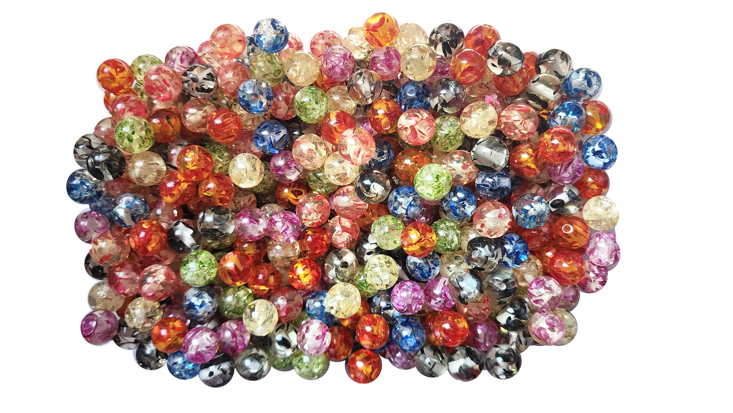 12mm rainbow stained glass 12mm bubblegum beads