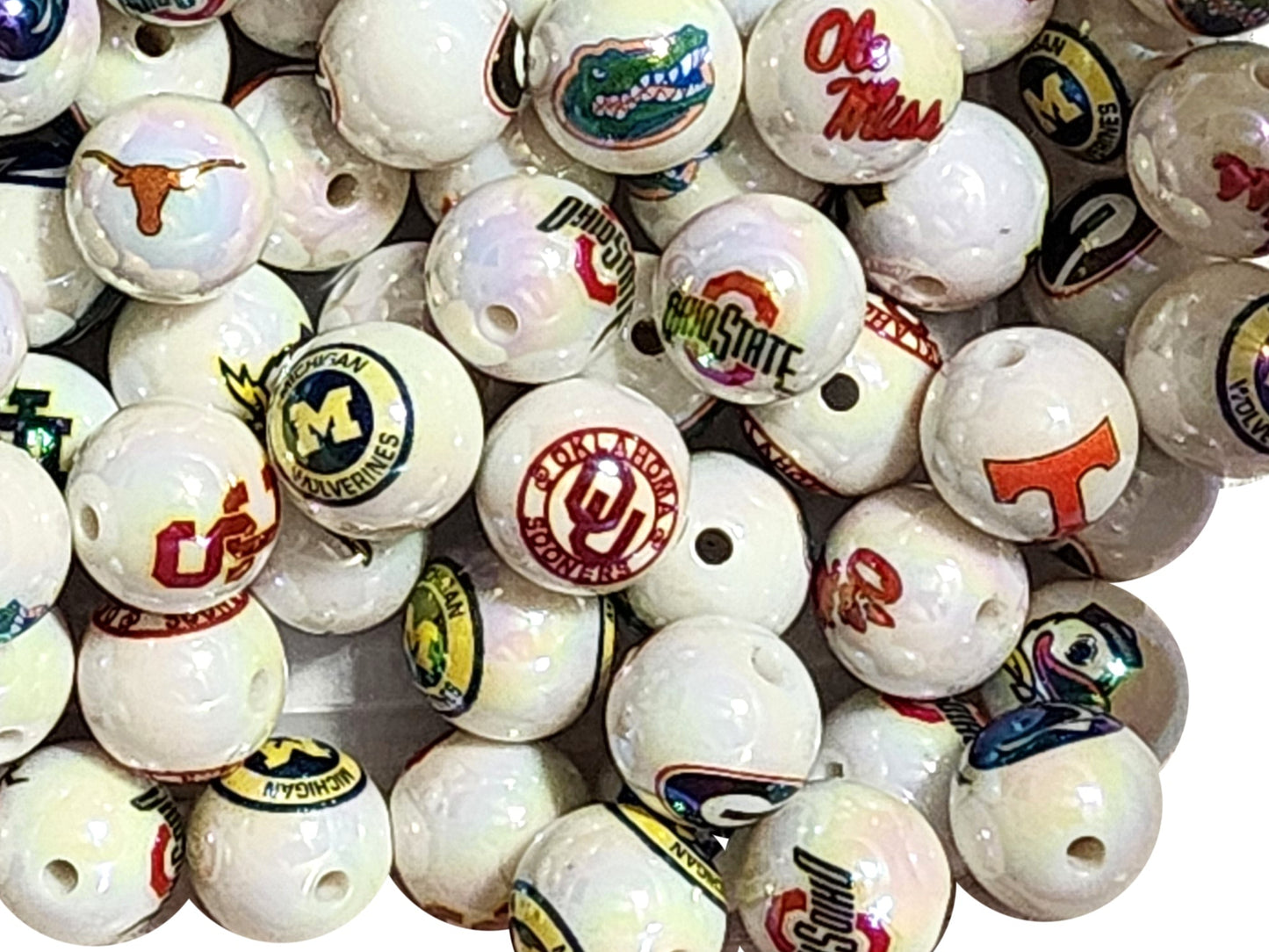 16mm AB college university team logos custom printed bubblegum beads - 20 beads