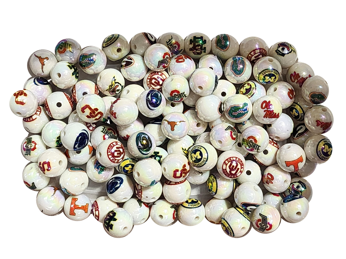 16mm AB college university team logos custom printed bubblegum beads - 20 beads