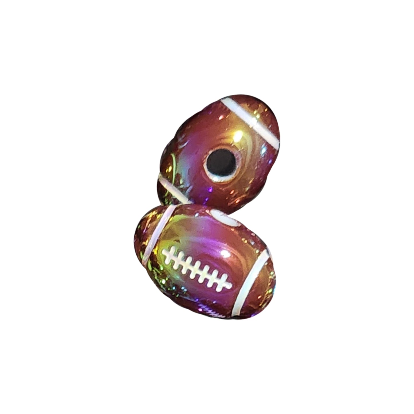 AB football shaped 17mm x 12mm printed bubblegum beads