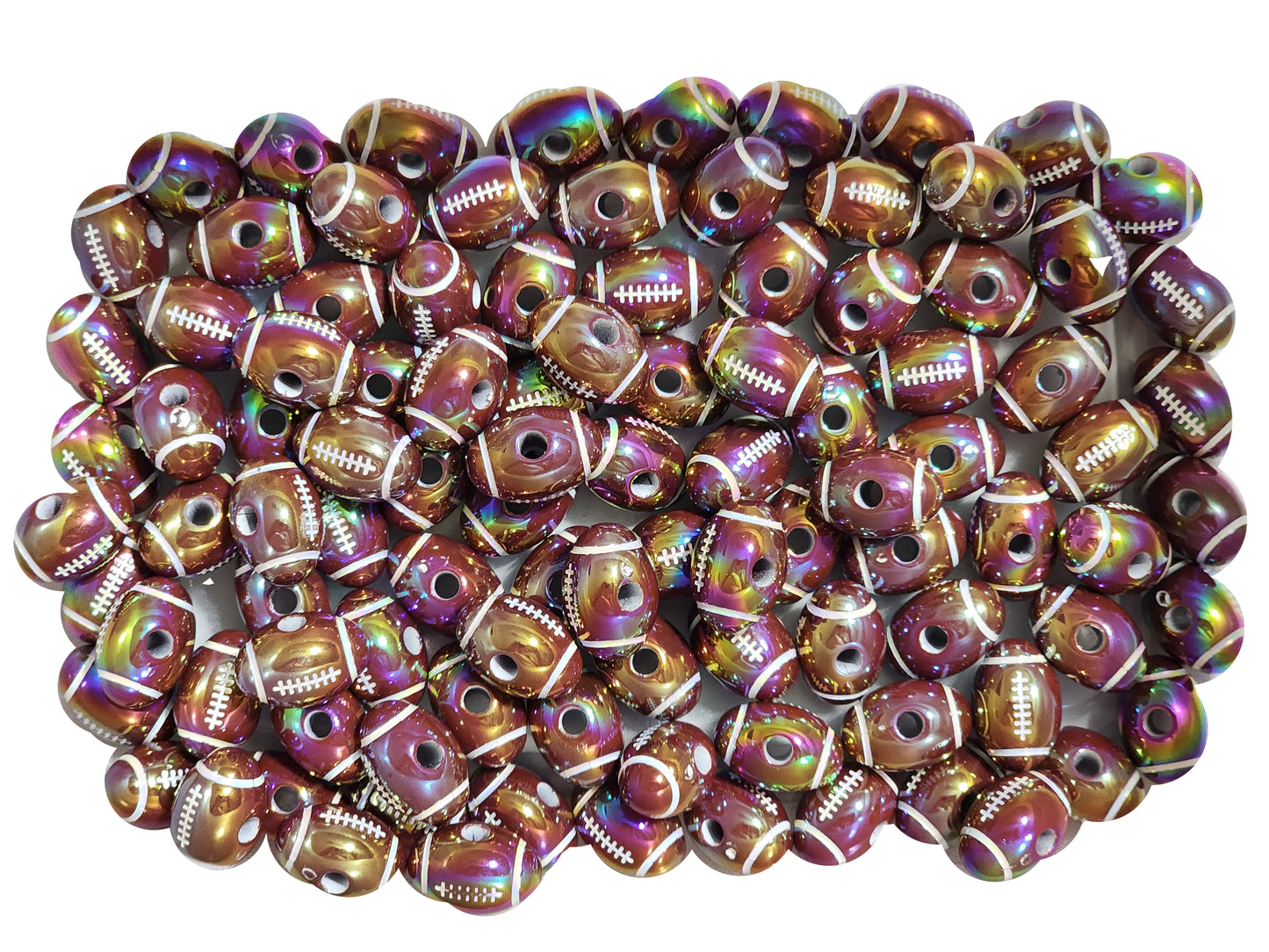 AB football shaped 17mm x 12mm printed bubblegum beads