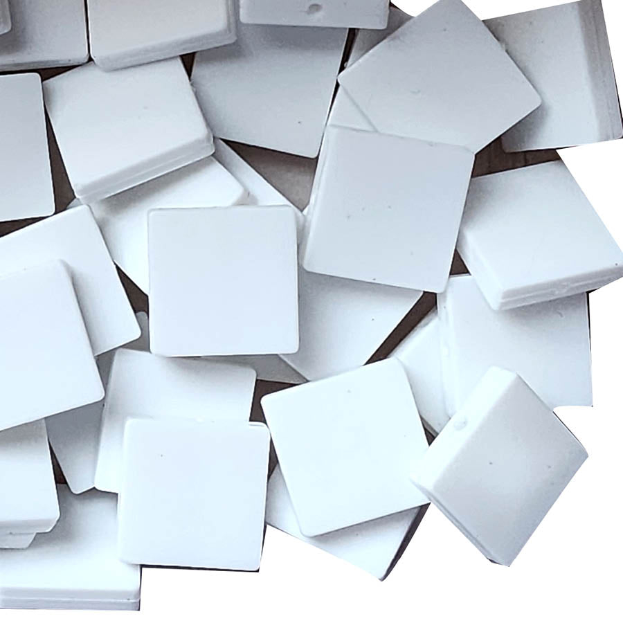 24mm white square flat focal silicone beads