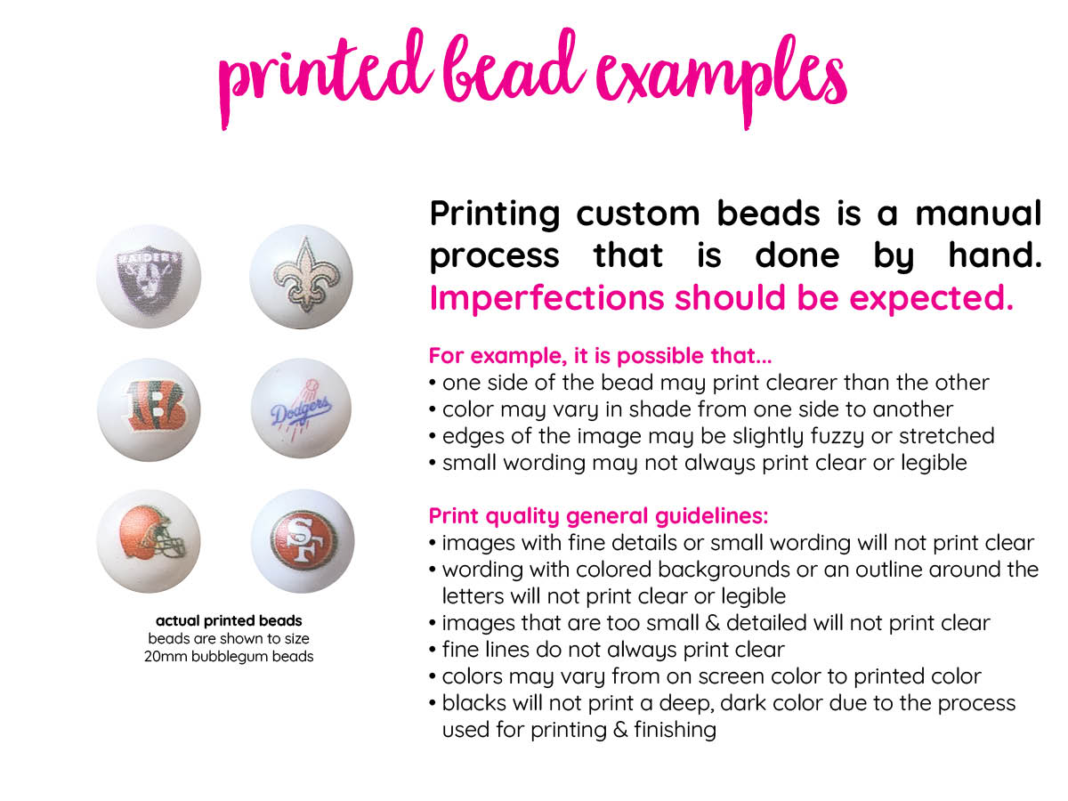 print your own custom 20mm bubblegum beads - 1000 beads per image/design