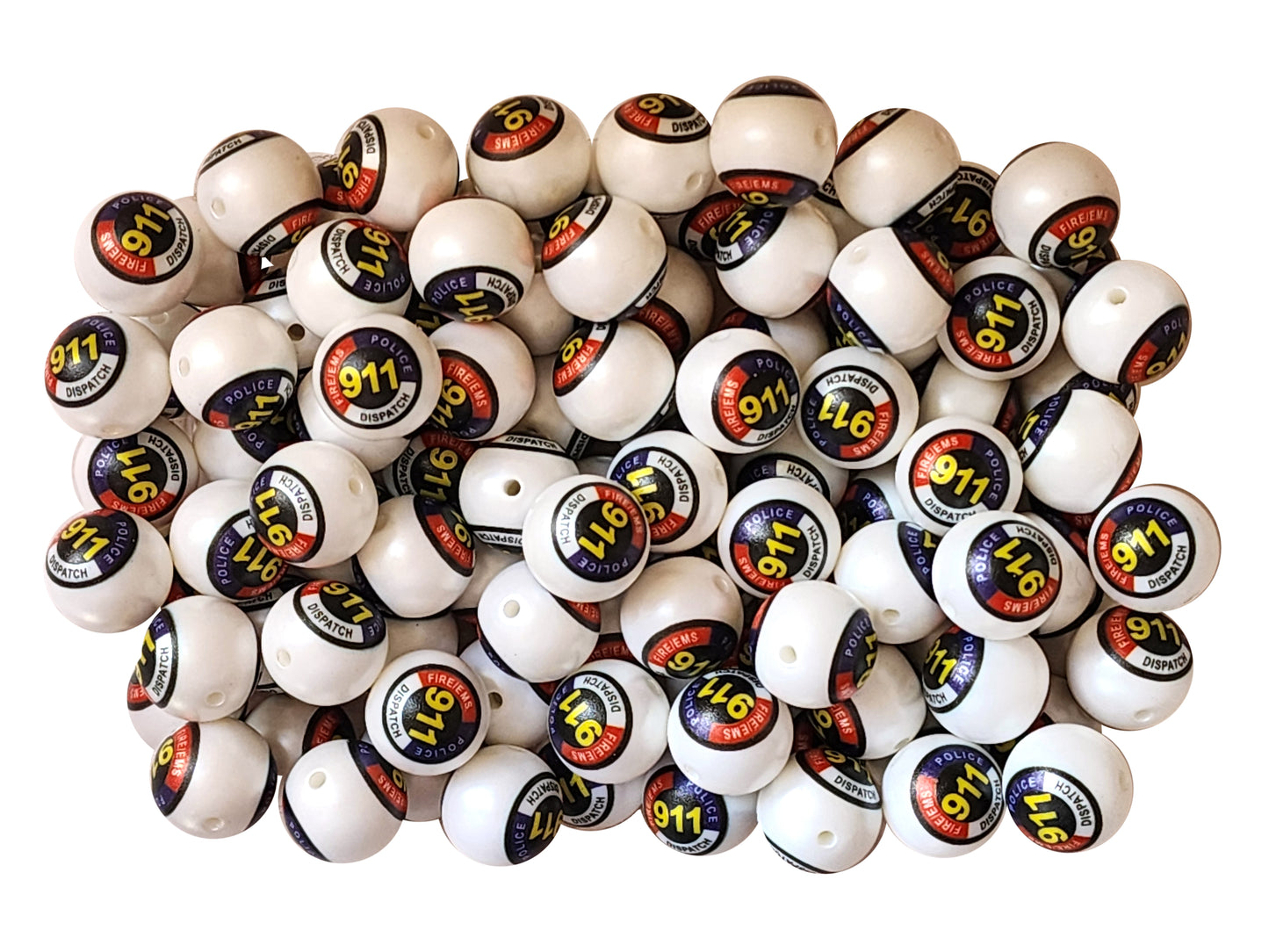 911 dispatcher 20mm printed bubblegum beads