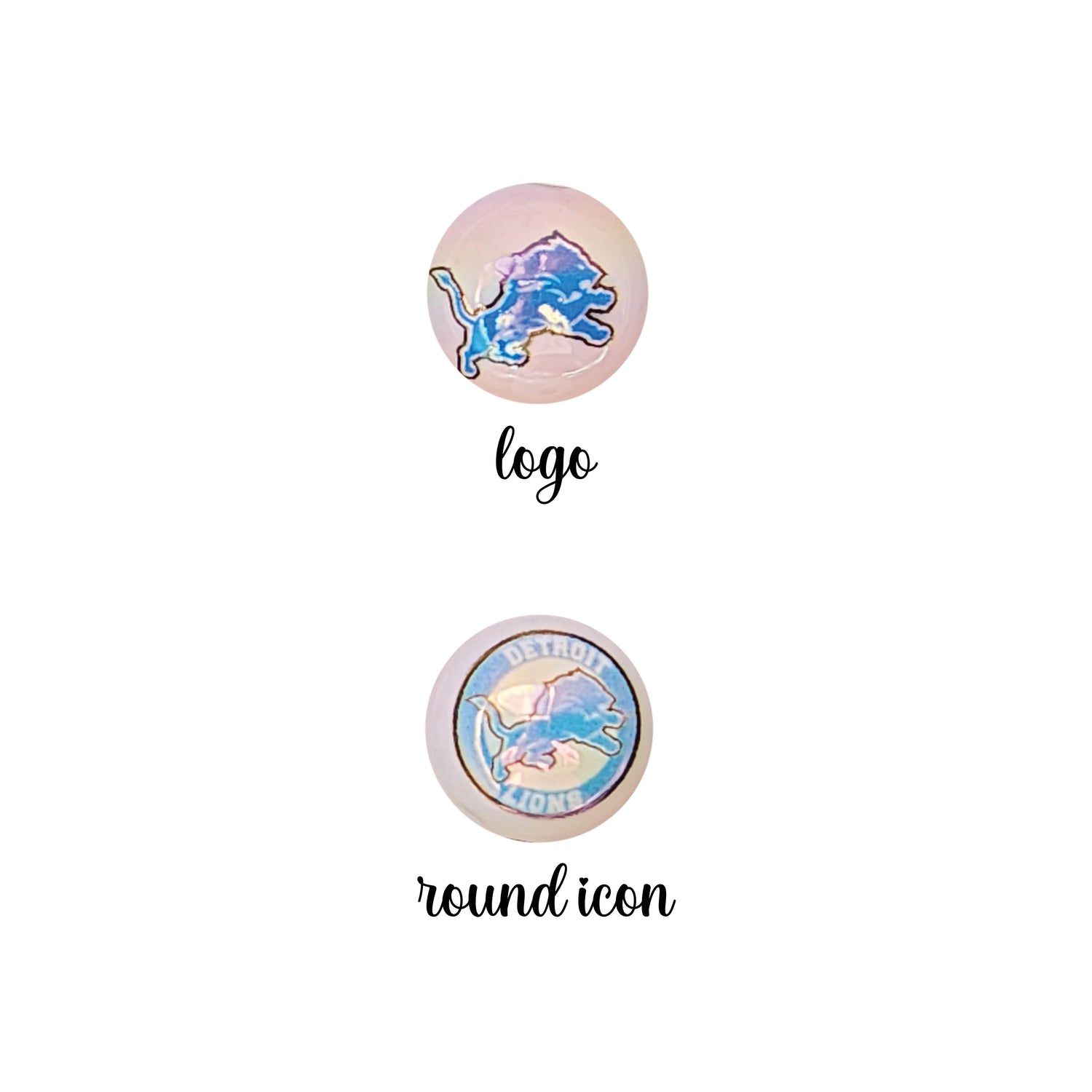 16mm AB detroit lions nfl team logos custom printed bubblegum beads - sold per bead