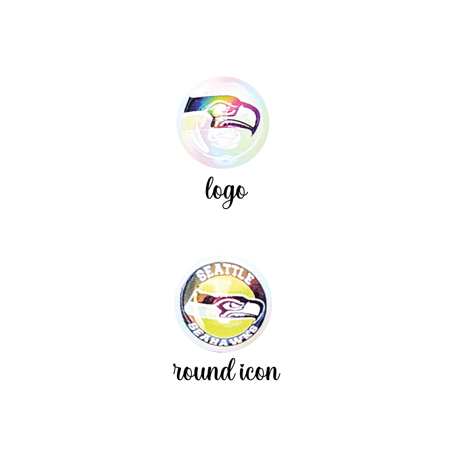 16mm AB seattle seahawks nfl team logos custom printed bubblegum beads - sold per bead