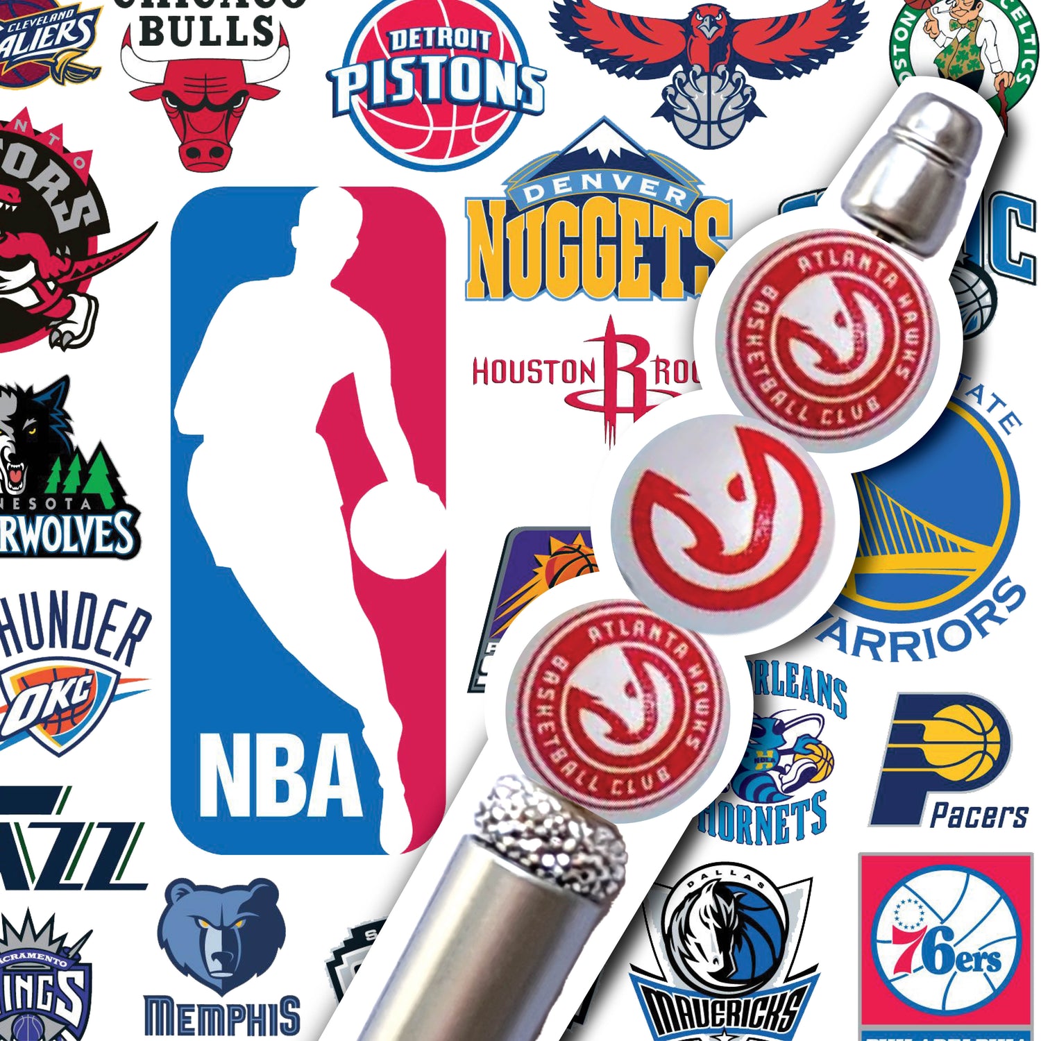 16mm atlanta hawks mix nba team logos custom printed wholesale bubblegum beads