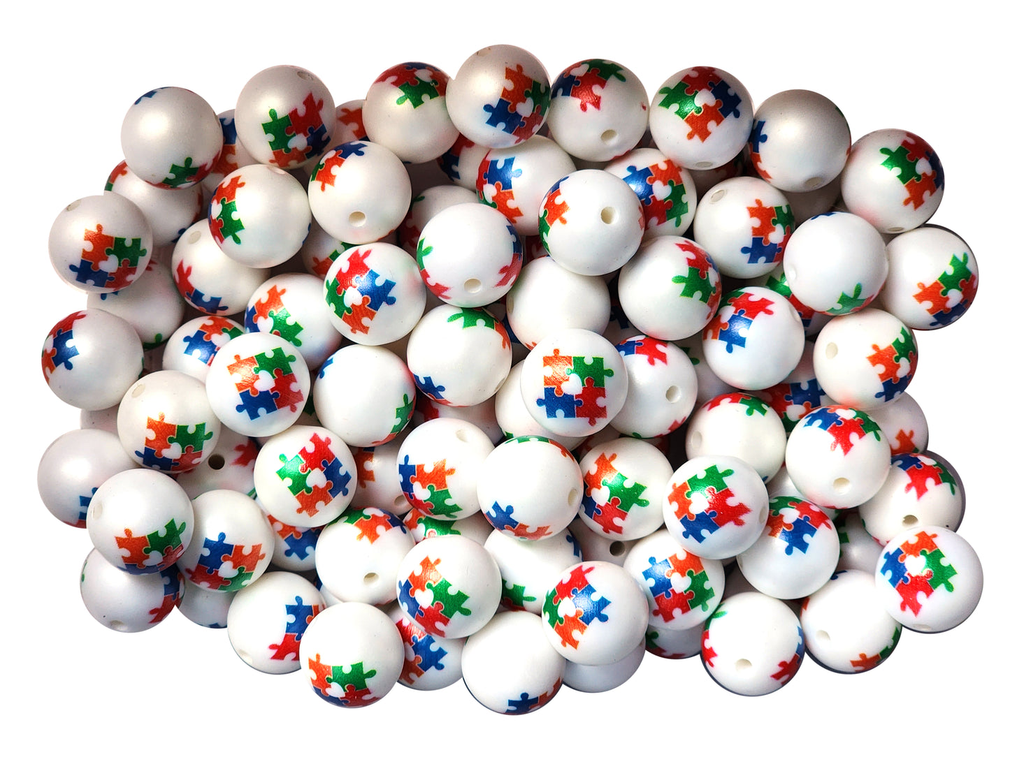 autism awareness 20mm printed bubblegum beads