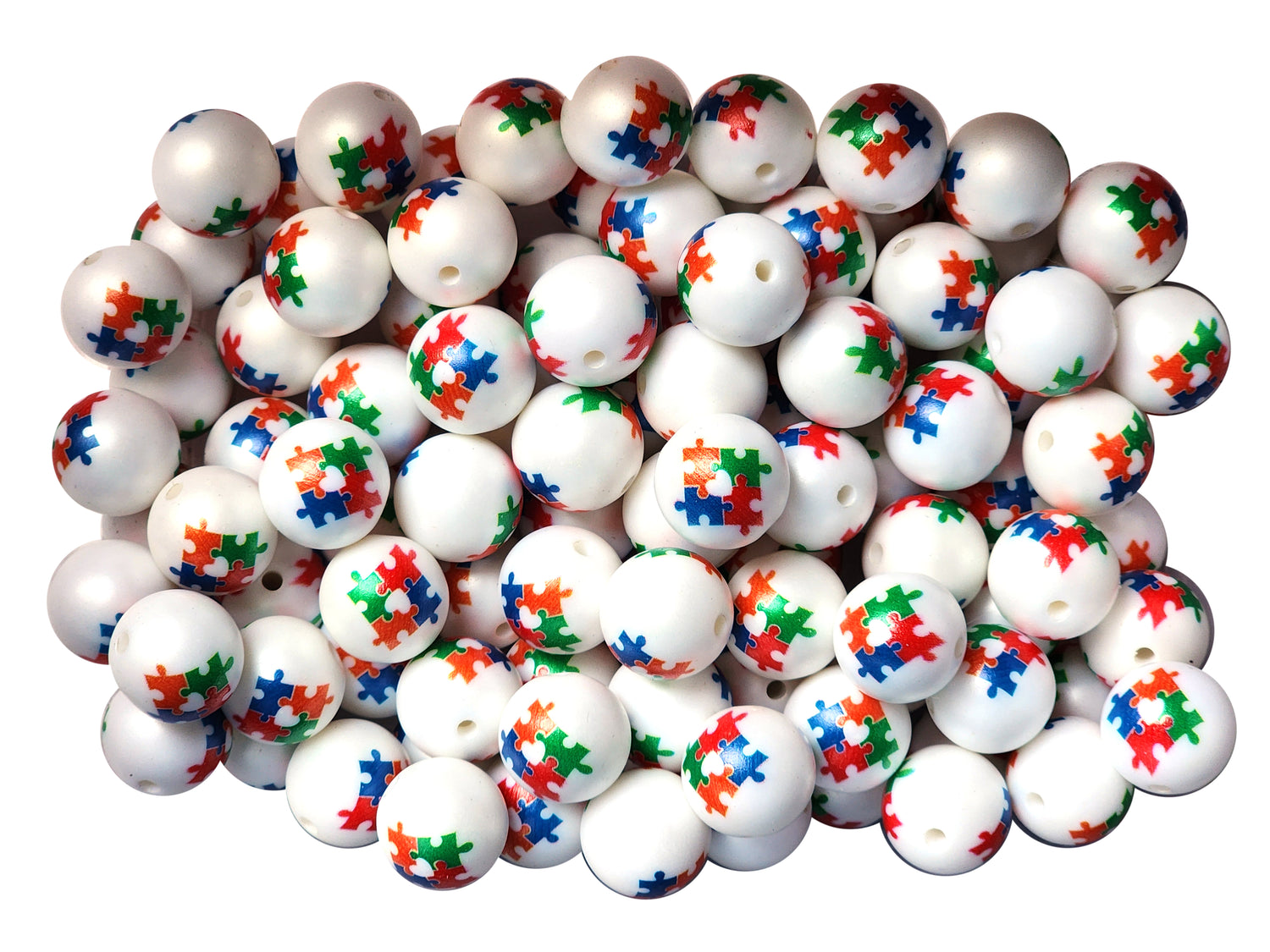 autism awareness 20mm printed bubblegum beads