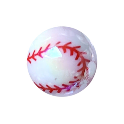 baseball AB 20mm printed bubblegum beads