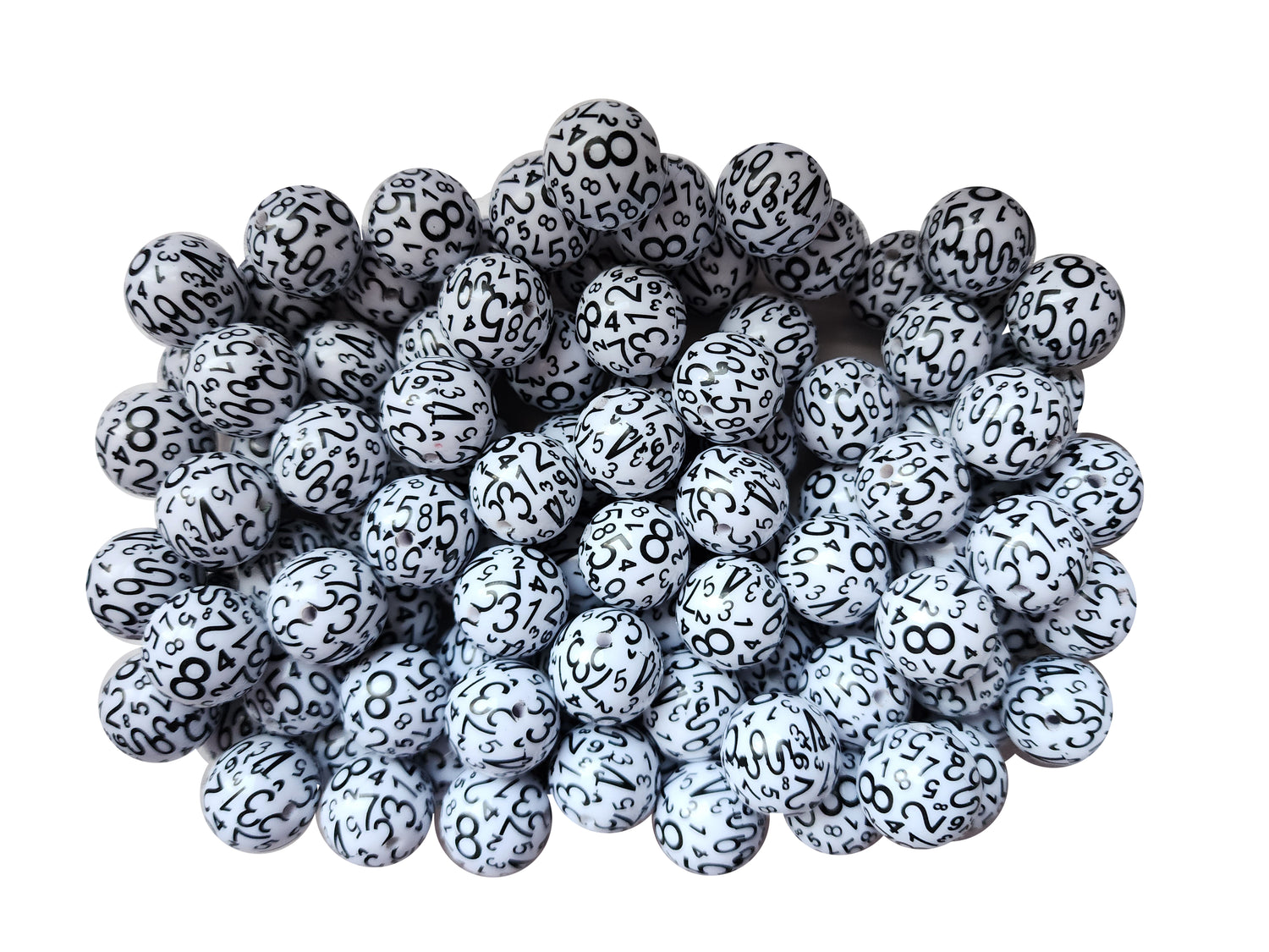 bingo numbers 20mm printed bubblegum beads