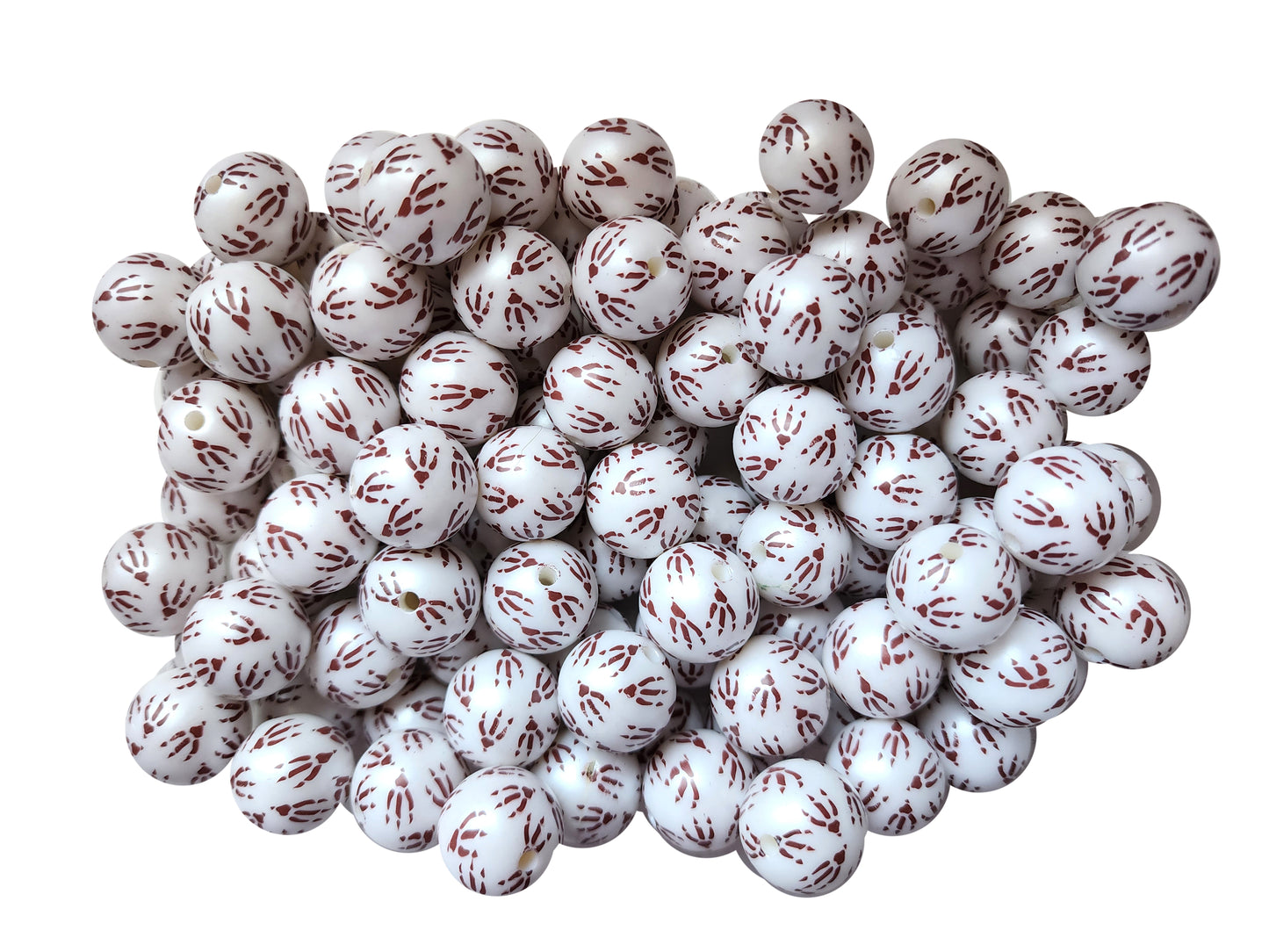 bird feet 20mm printed bubblegum beads