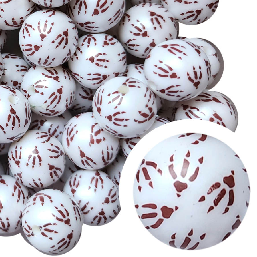 bird feet 20mm printed bubblegum beads