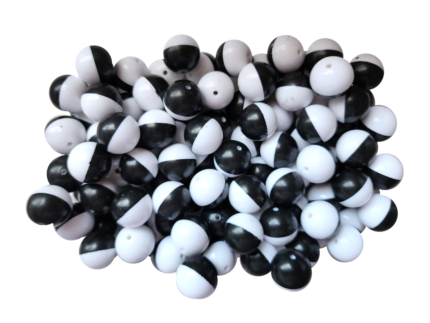 black & white fishing bobber 20mm printed bubblegum beads