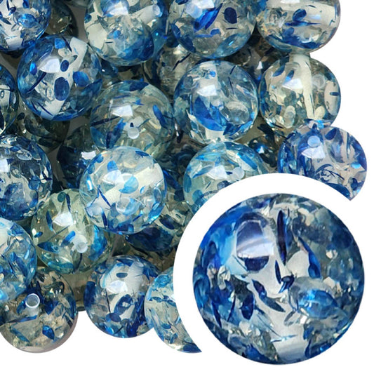 blue stained glass 20mm bubblegum beads