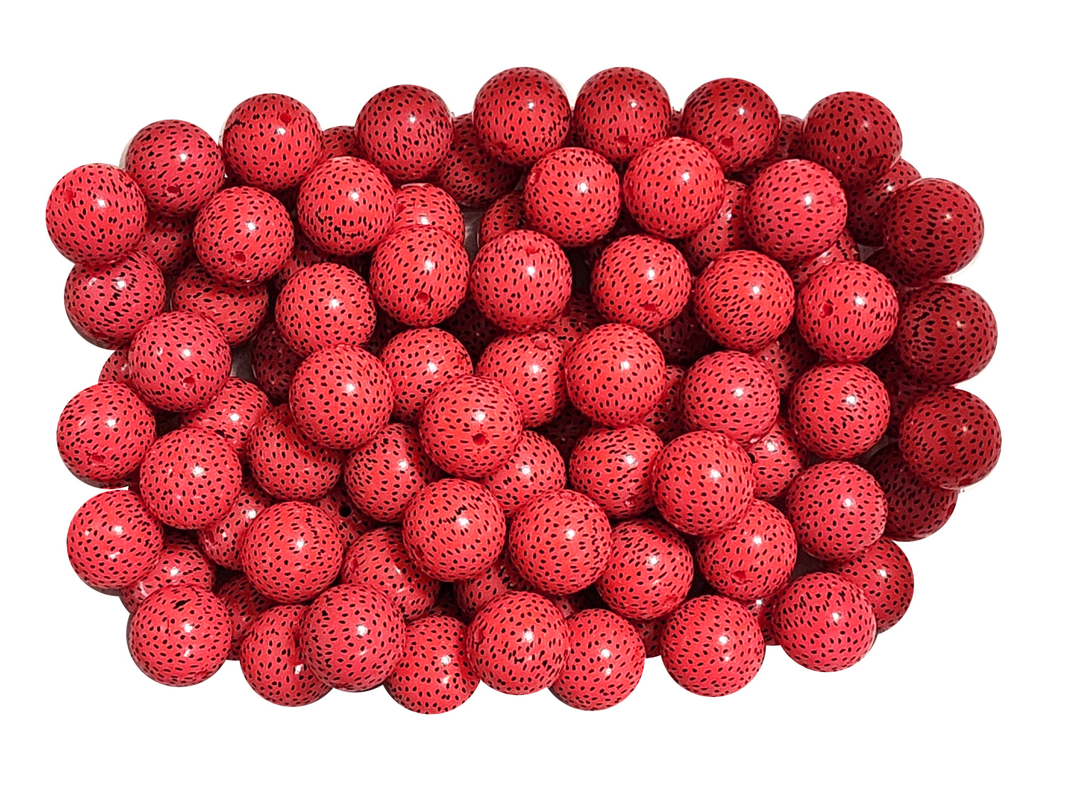 bright pink watermelon seeds 20mm printed bubblegum beads