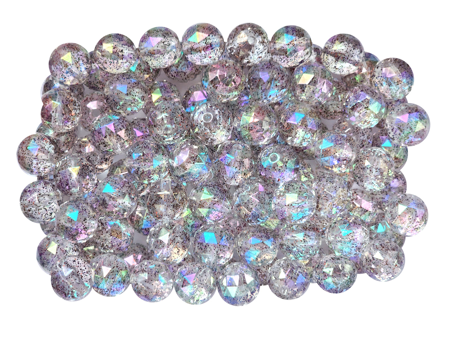 brown faceted glitter 20mm bubblegum beads