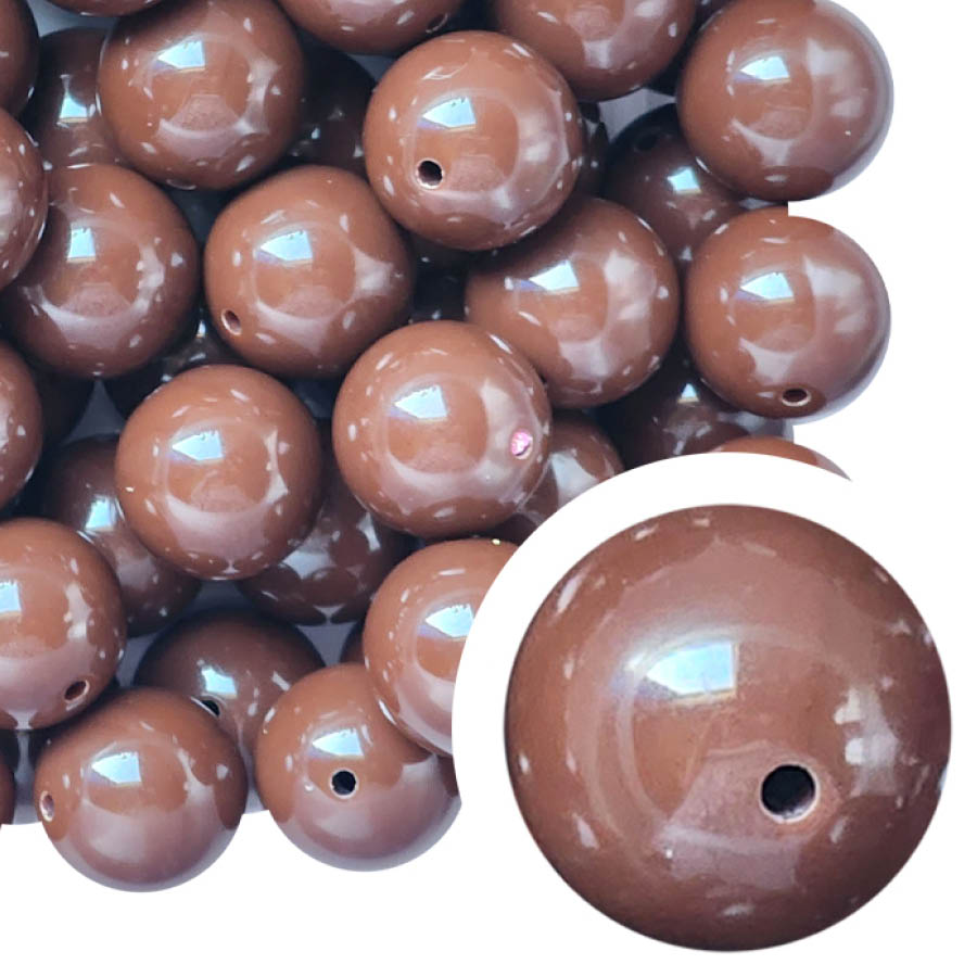 brown plain 20mm bubblegum beads