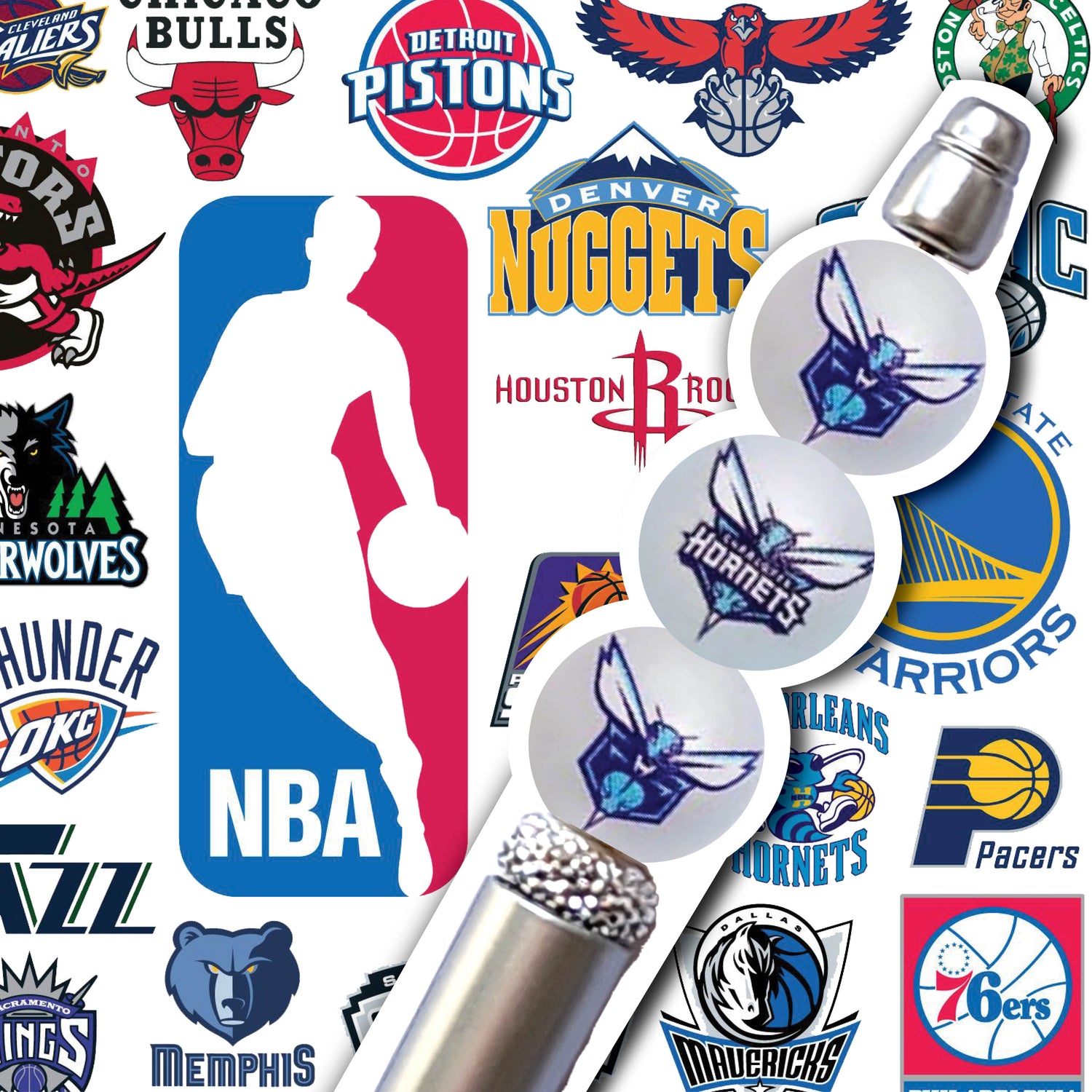 16mm charlotte hornets mix nba team logos custom printed wholesale bubblegum beads