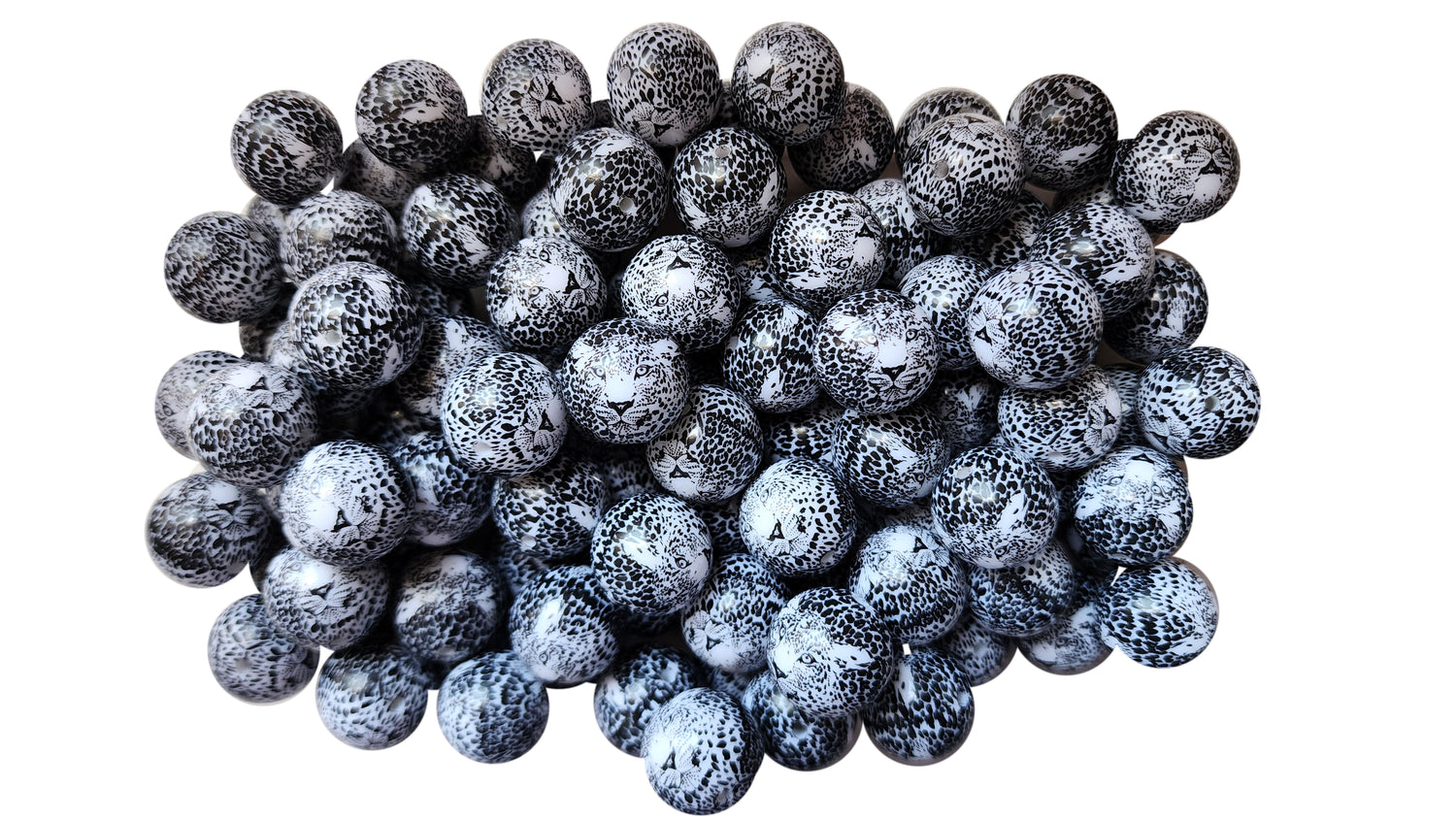 cheetah face 20mm printed bubblegum beads