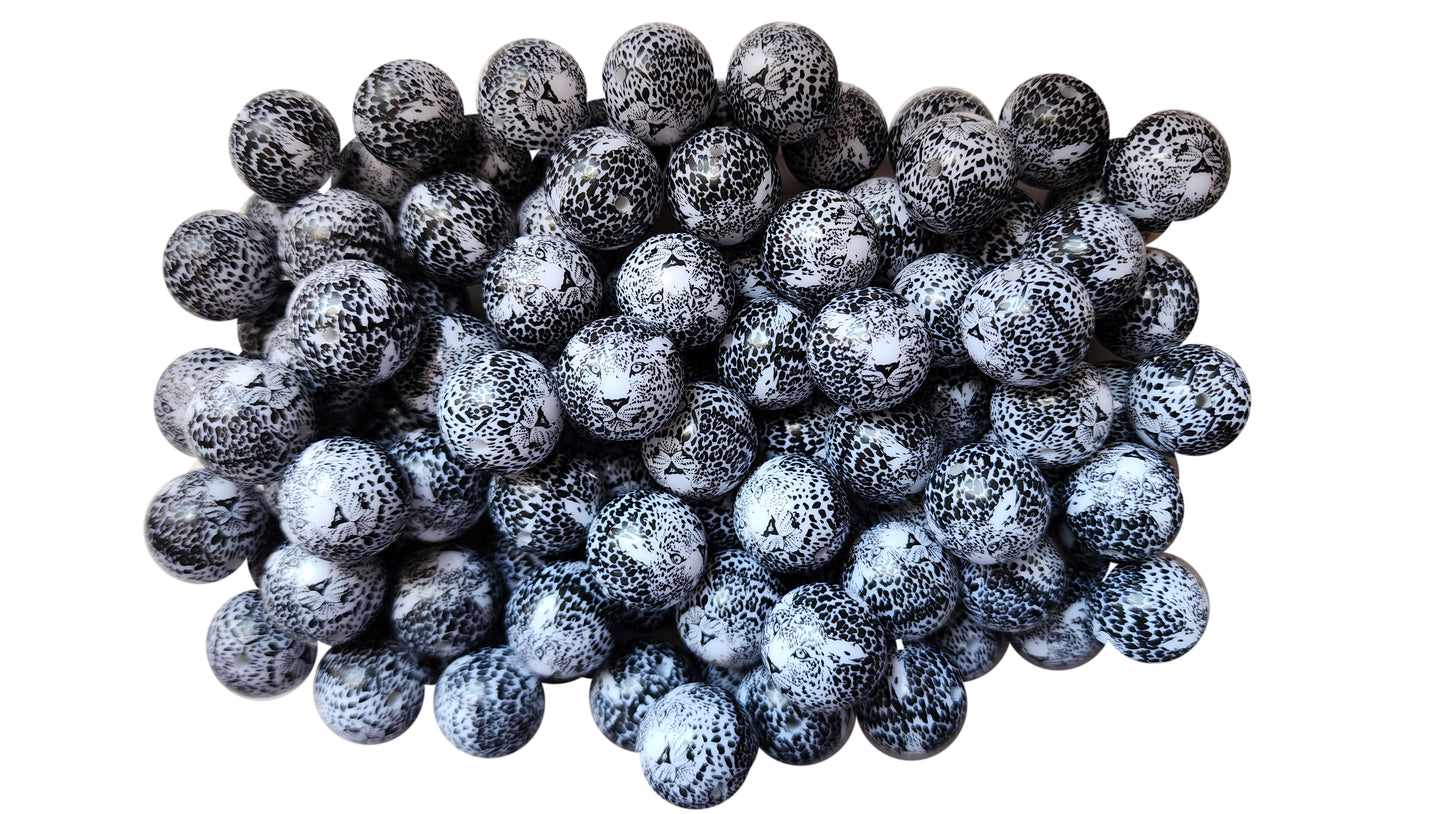 cheetah face 20mm printed wholesale bubblegum beads