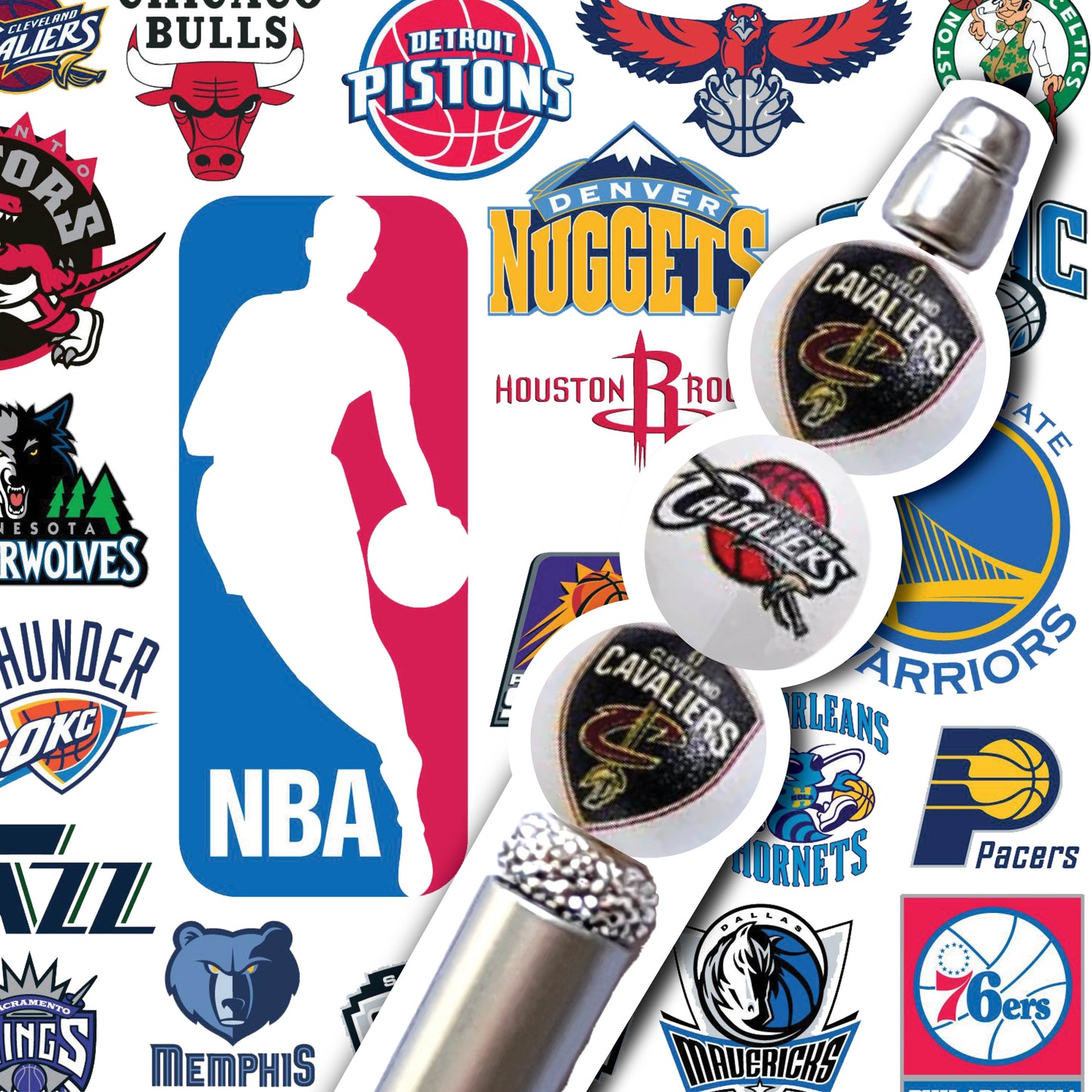 16mm cleveland cavaleirs mix nba team logos custom printed wholesale bubblegum beads