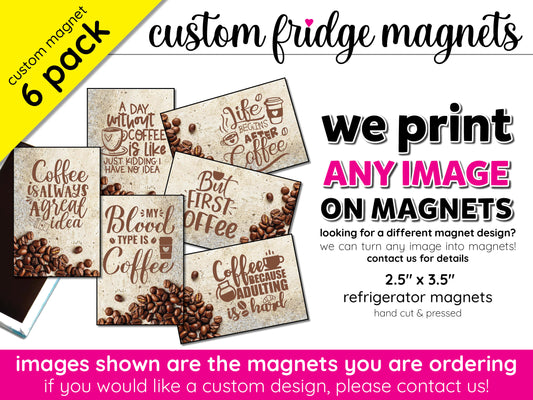 6 pack coffee lover fridge magnets