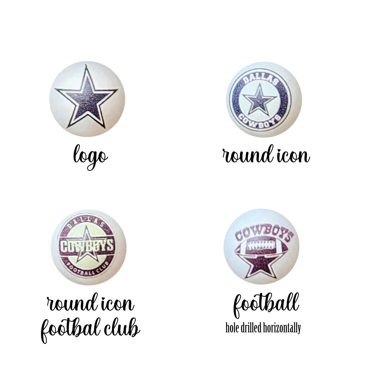 16mm dallas cowboys nfl team logos custom printed bubblegum beads - sold per bead