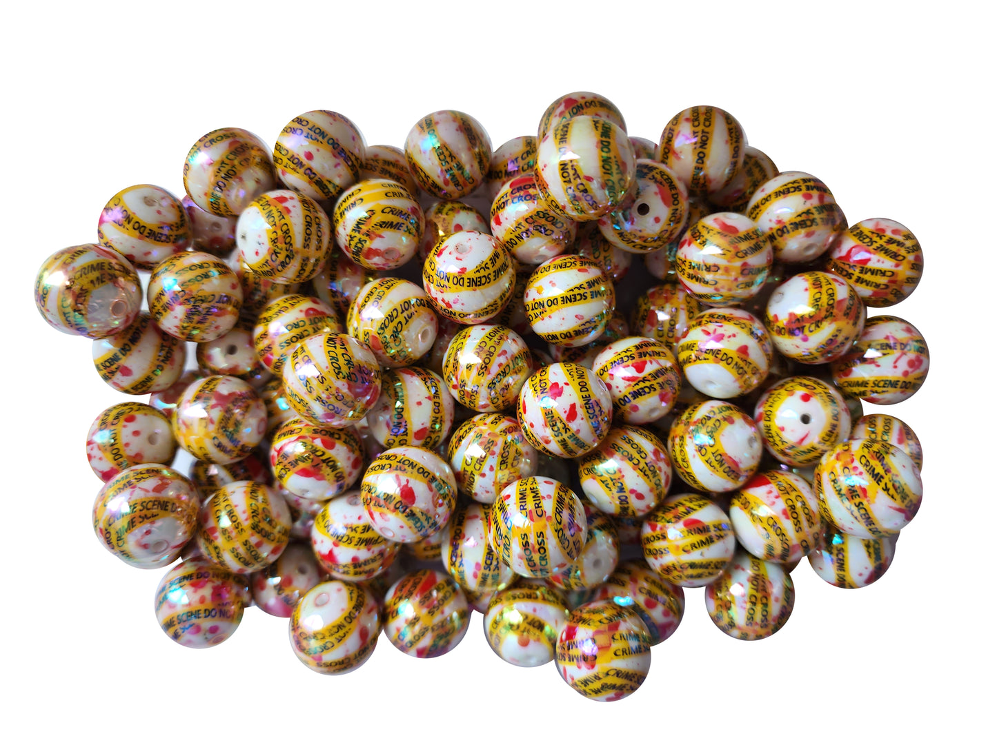 crime scene AB 20mm printed bubblegum beads