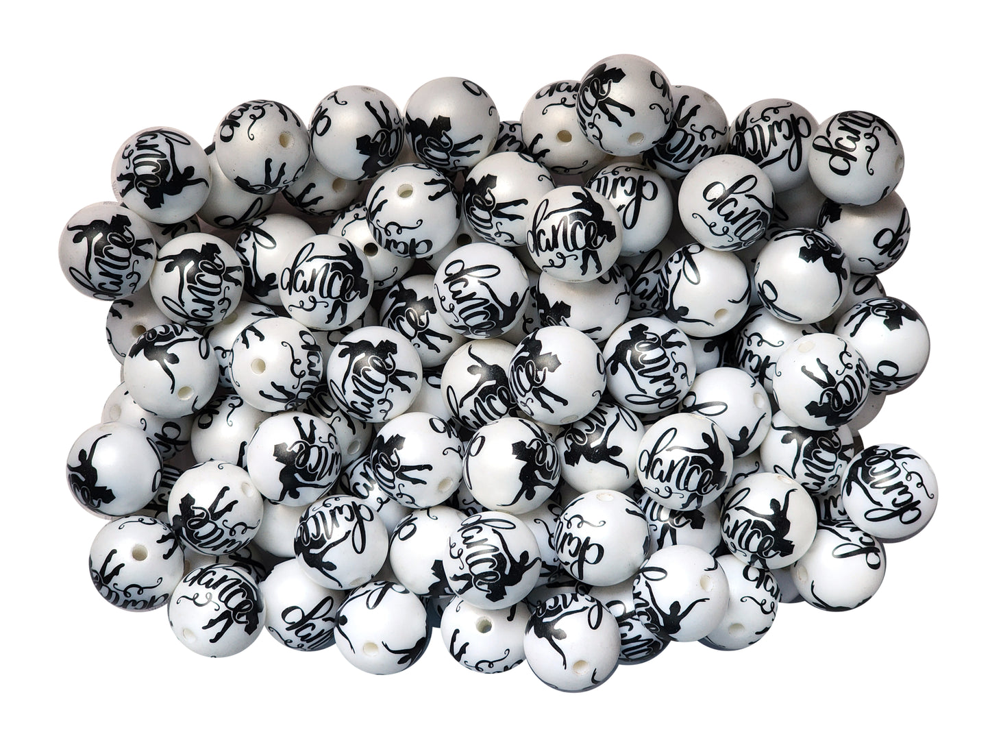 dance large print 20mm printed bubblegum beads