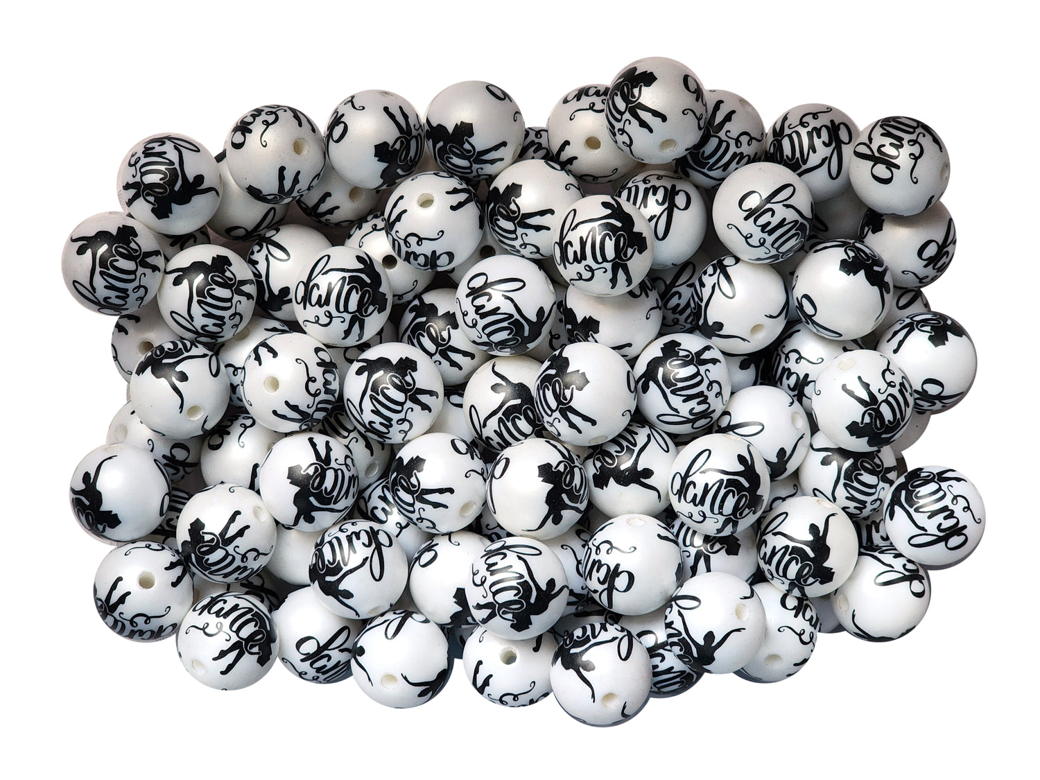 dance large print 20mm printed bubblegum beads