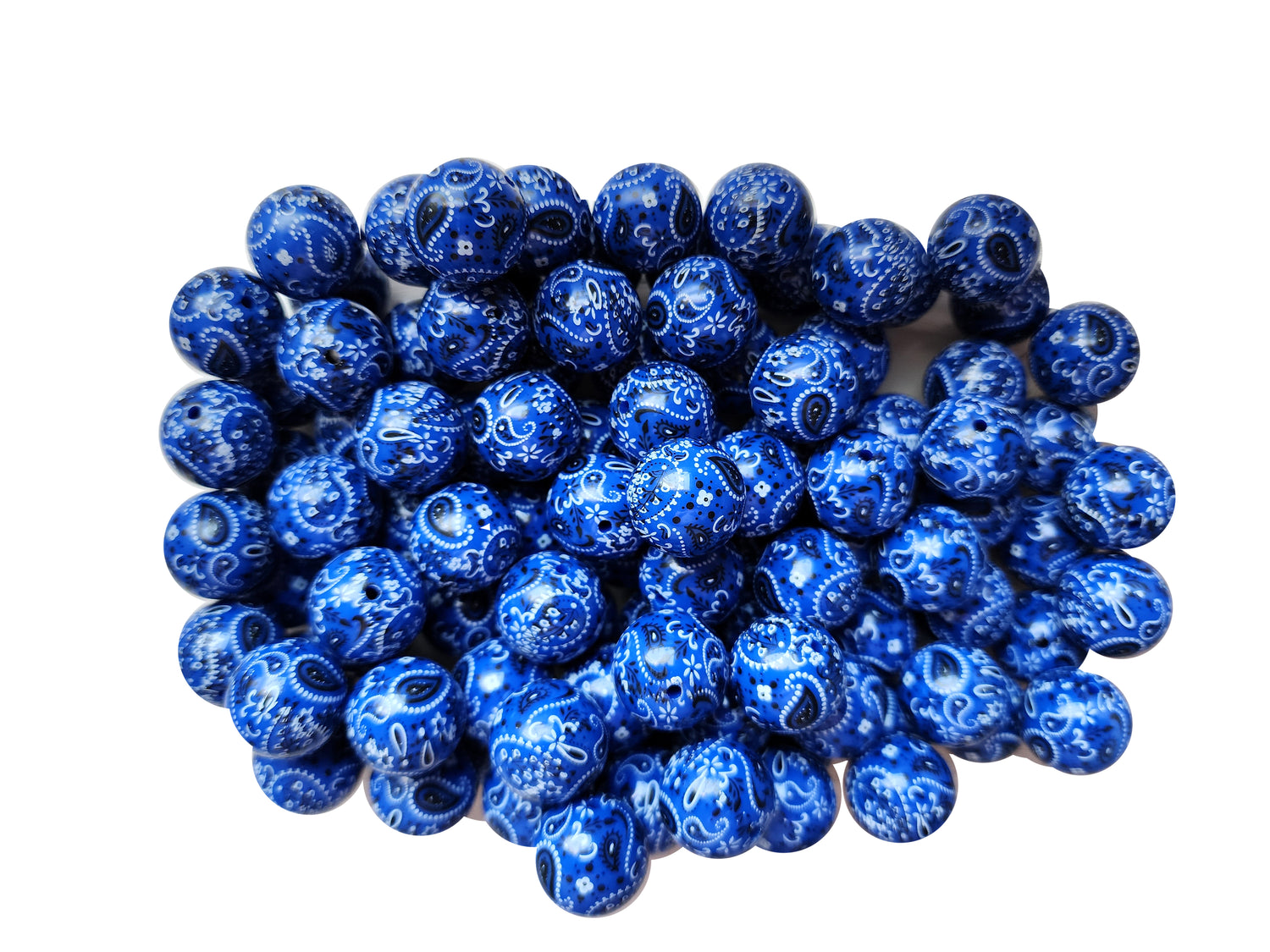 dark blue bandana 20mm printed bubblegum beads