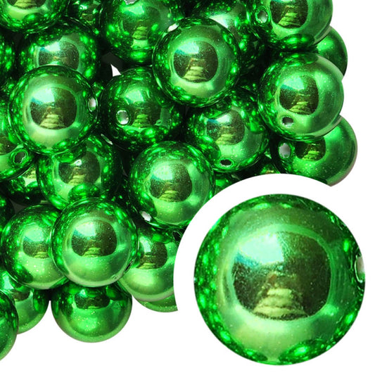 dark green metallic 20mm bubblegum beads