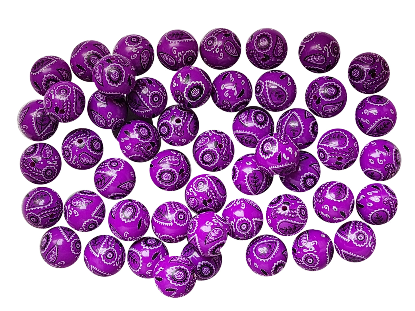 dark purple bandana 20mm printed bubblegum beads