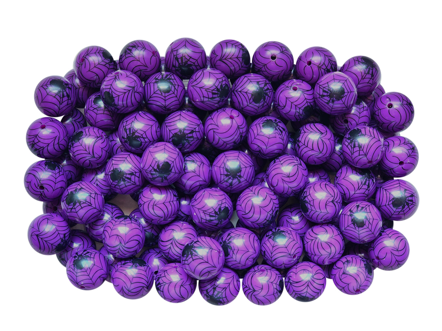 purple black widow spider web 20mm printed bubblegum beads