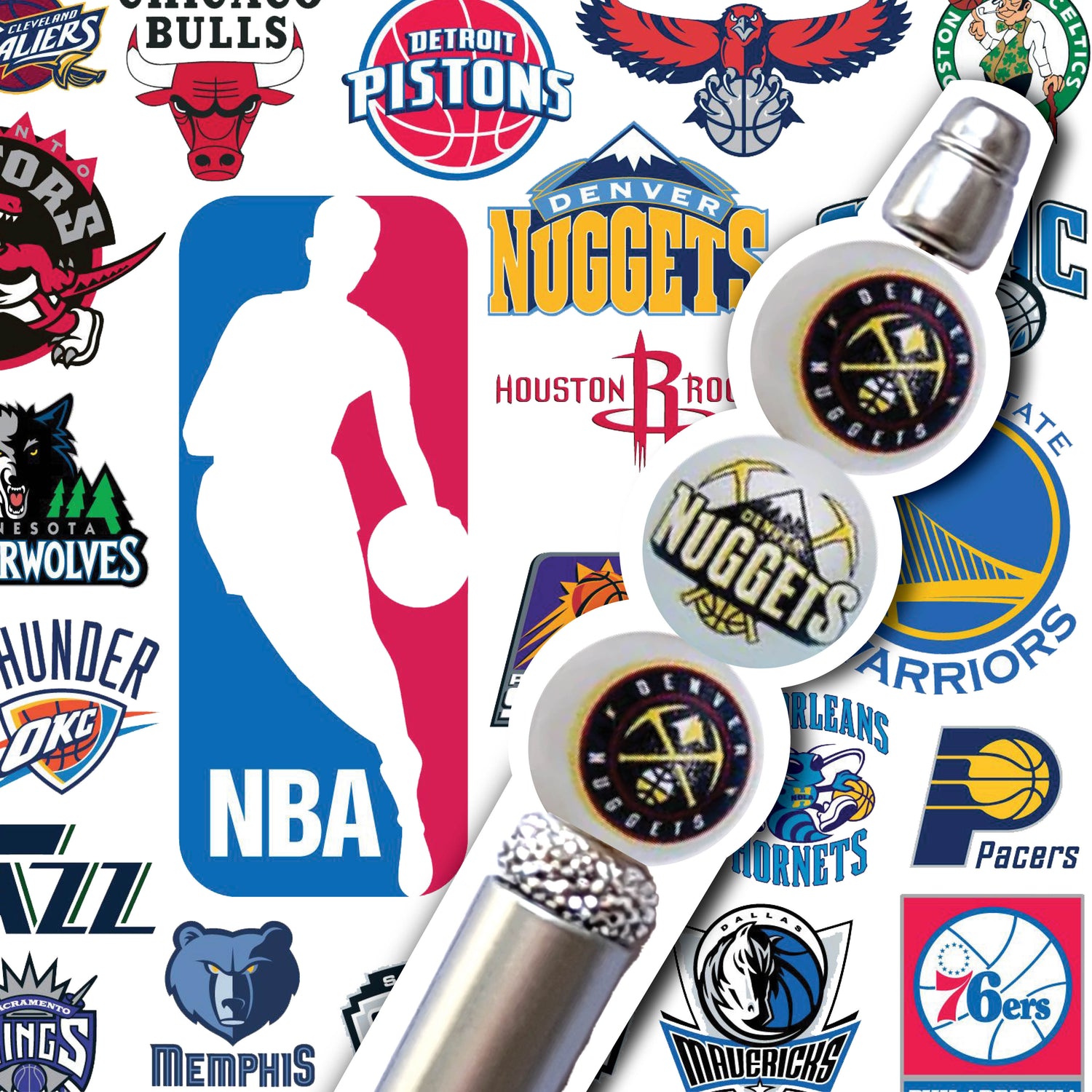 16mm denver nuggets mix nba team logos custom printed wholesale bubblegum beads