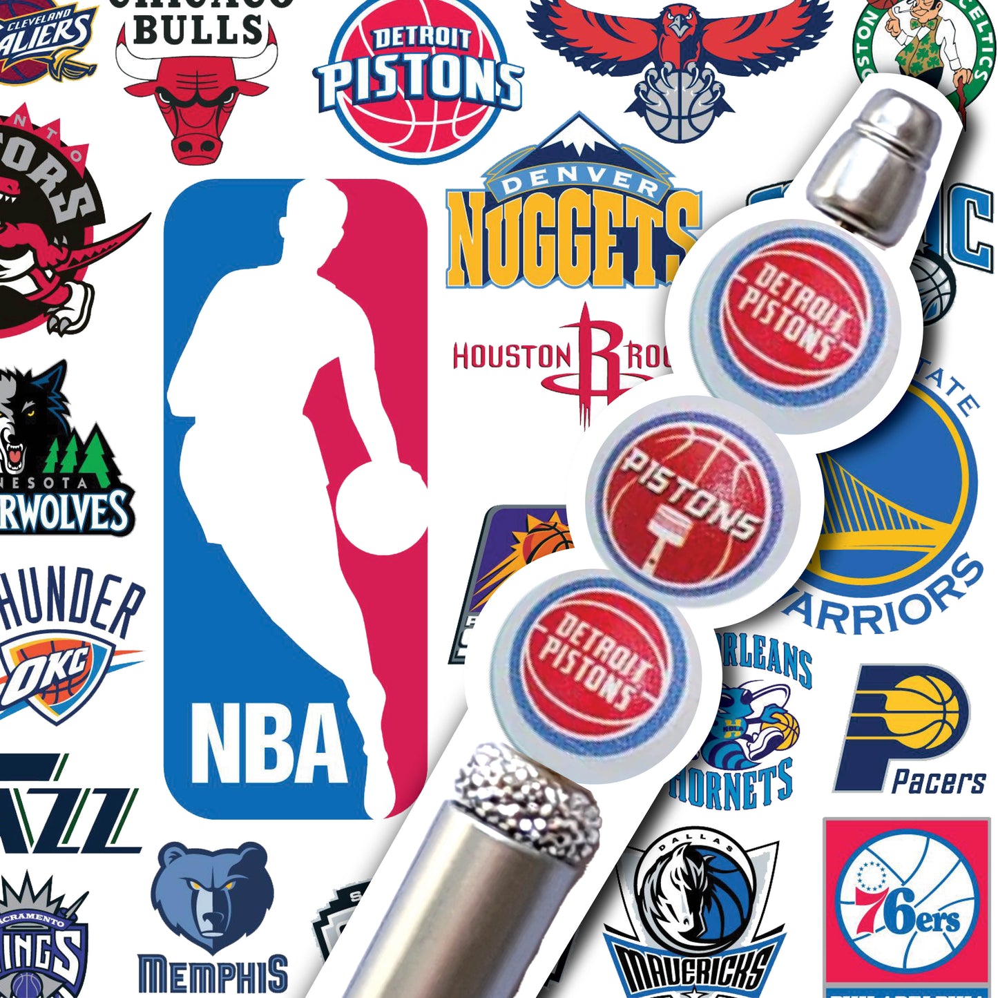 16mm detroit pistons mix nba team logos custom printed wholesale bubblegum beads