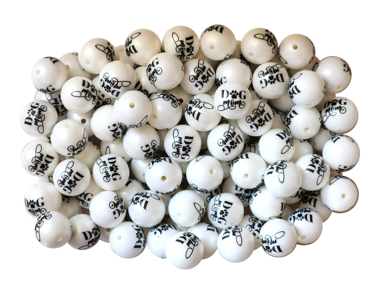 dog mom 20mm printed bubblegum beads