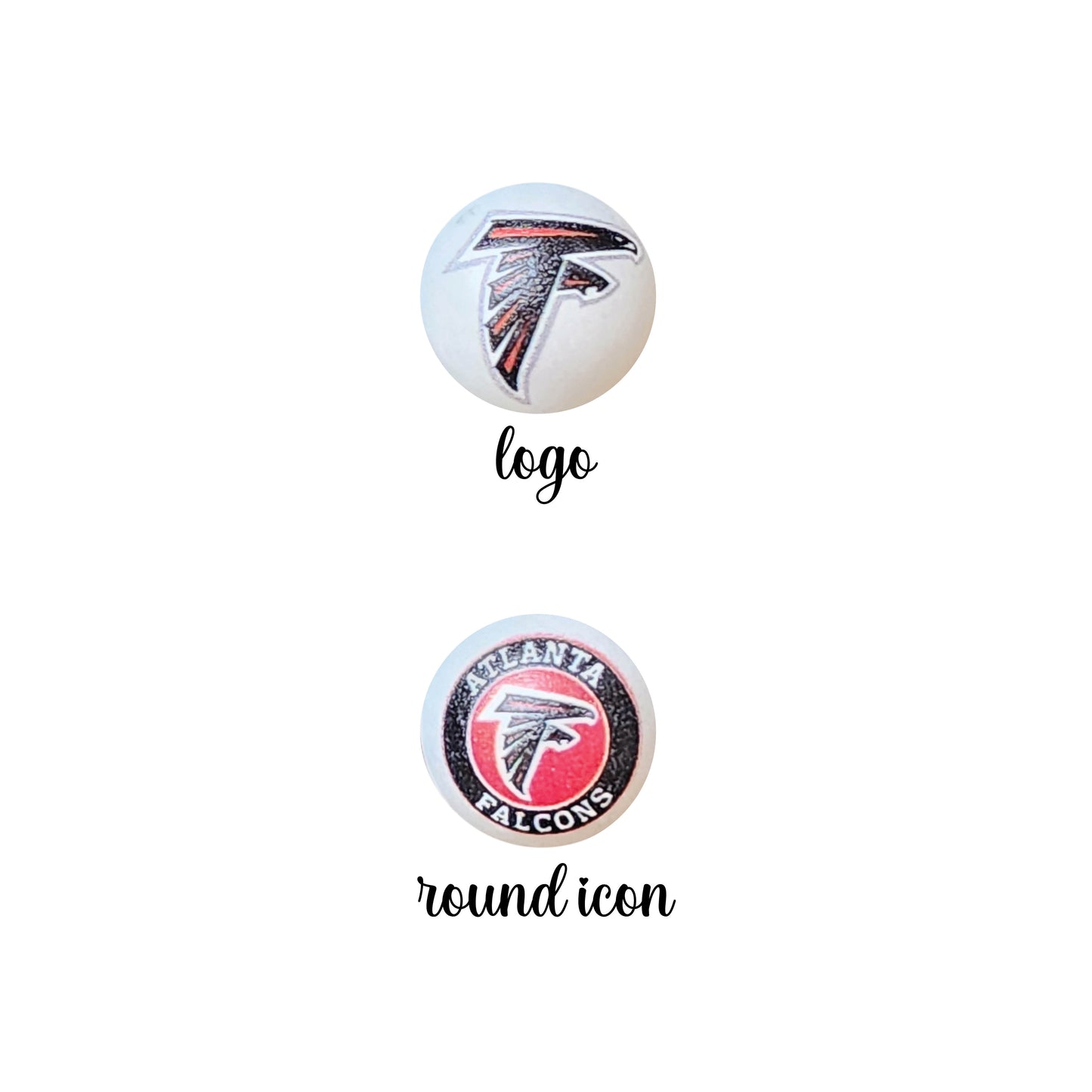 16mm atlanta falcons nfl team logos custom printed bubblegum beads - sold per bead