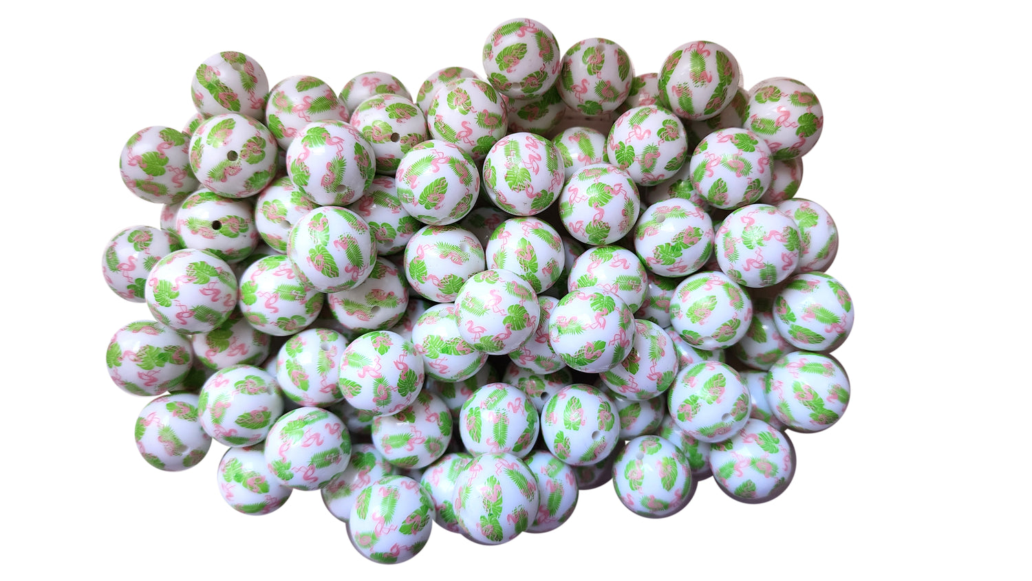 flamingo island 20mm printed bubblegum beads
