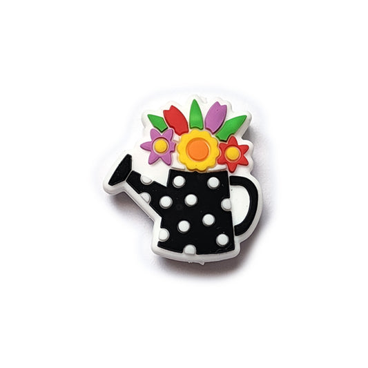 floral watering can silicone focal beads
