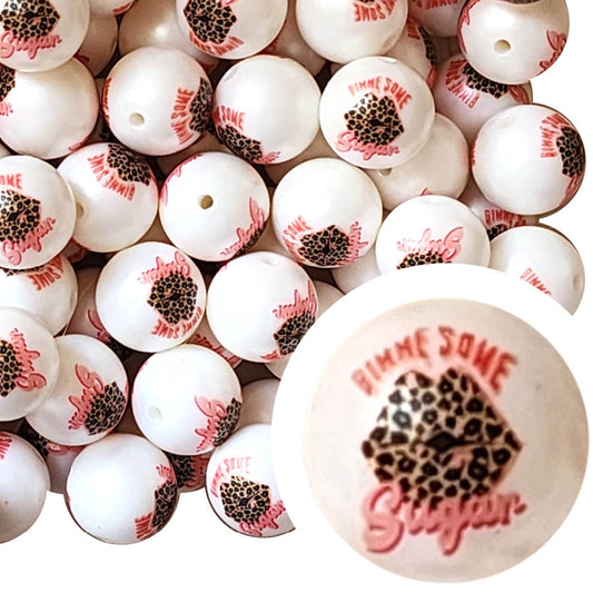 gimme some sugar 20mm printed bubblegum beads