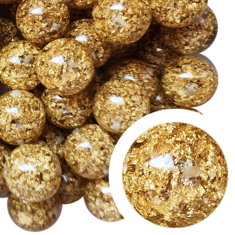 gold nuggets 20mm bubblegum beads