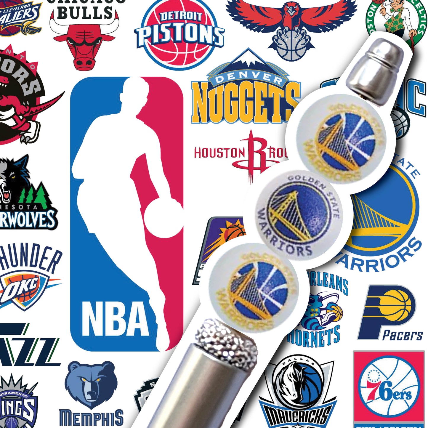 16mm golden state warriors mix nba team logos custom printed wholesale bubblegum beads