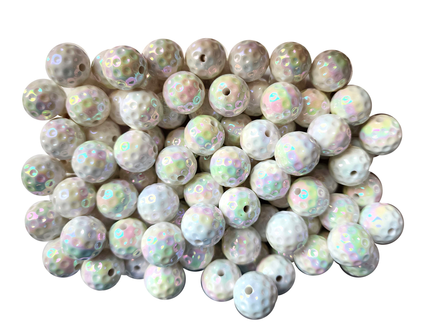 golf ball AB 20mm printed bubblegum beads