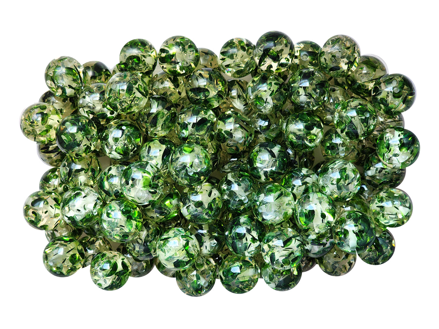green stained glass 20mm bubblegum beads