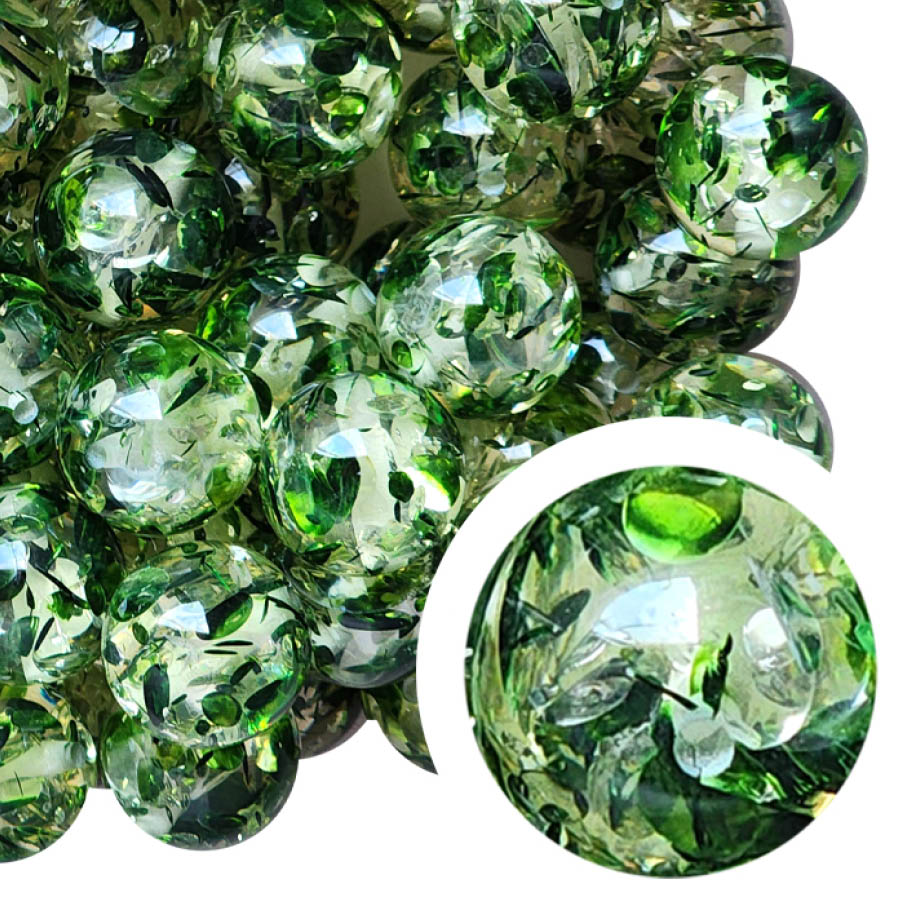 green stained glass 20mm bubblegum beads